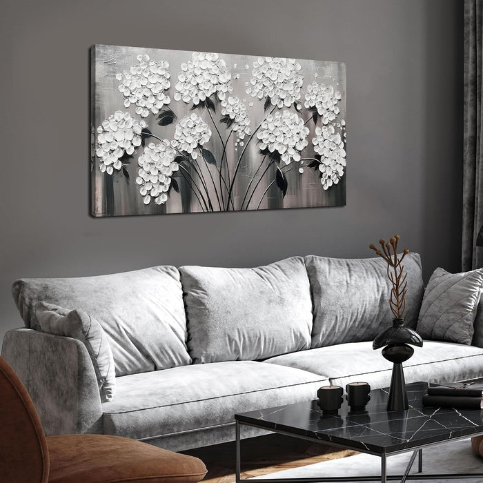 Flower Canvas Wall Art for Bedroom Women Black and White Painting | 20 X 40 Inch Girls Room Decor,Floral Painting Wall Decor,Office Decorations for Women,Living Room Wall Art