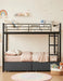 Black Full-Over-Full Heavy-Duty-Metal Bunk Bed With Drawers