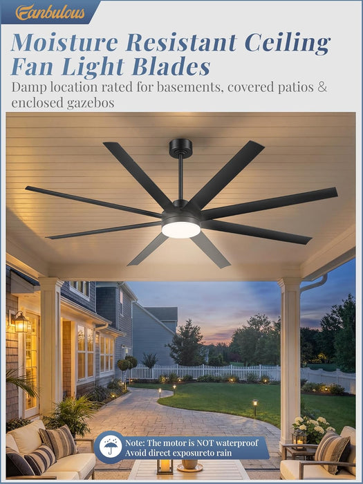 Contemporary Black Ceiling Fan With Integrated Lighting