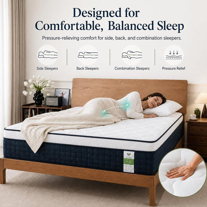 Queen Mattress 12 Inch, Medium Hybrid Queen Size Mattress in a Box, 80X60