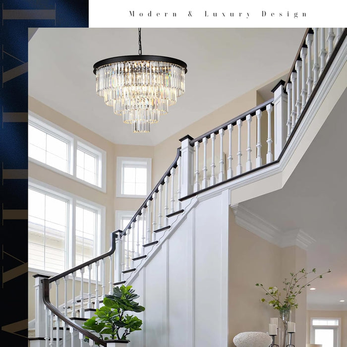 Large Black Crystal Chandelier 30 Inch RoundCrystal