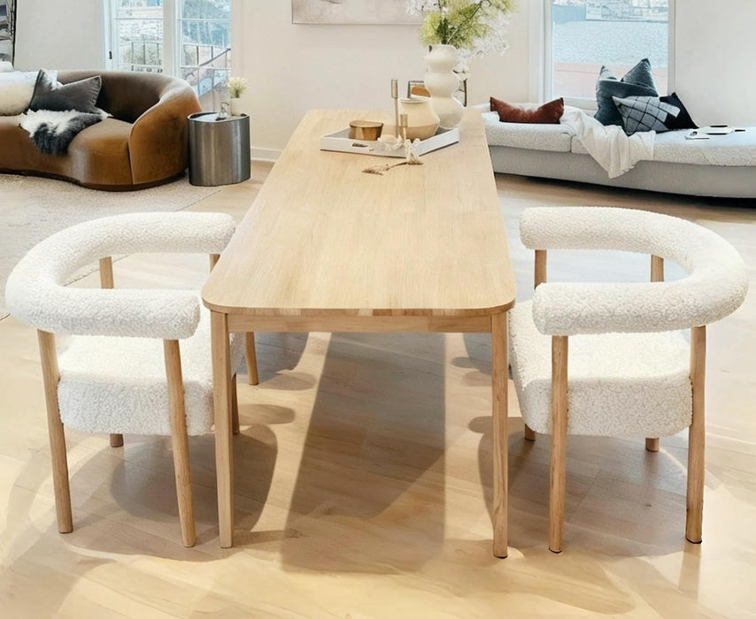 Mid Century Modern Barrel Dining Chairs Set of 2, Upholstered Kitchen & Dining Room Chairs with Arms, 21.75" Wide Faux Sherpa Boucle Accent Chairs Side Chairs for Kitchen Living Room Bedroom, White