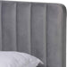 Nami Modern Contemporary Glam and Luxe Light Grey Velvet Fabric Upholstered and Gold Finished Queen Size Platform Bed