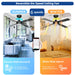 48In Black Ceiling Fans with Light and Remote Control /App Control, Modern Smart Ceiling Fan for Indoor Outdoor