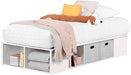 Flexible Platform Bed with Baskets Pure White, Contemporary