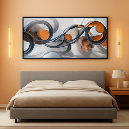 Black and Orange Picture Artwork - Boho Abstract Wall Art for Living Room Office Canvas Pintings Modern Minimalist Frame Wall Art 40X20 Inches