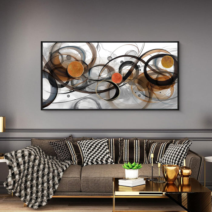 Black and Orange Picture Artwork - Boho Abstract Wall Art for Living Room Office Canvas Pintings Modern Minimalist Frame Wall Art 40X20 Inches