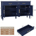 58 Inch Sideboard Buffet Cabinet with Storage, Fluted Buffet Storage Cabinet with 2 Drawers and 4 Doors, Modern Coffee Bar with Adjustable Shelves for Living Room, Kitchen (Blue)