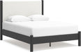 Signature Design by Ashley Cadmori Modern Queen Upholstered Platform Bed, Foundation or Box Spring Not Needed, Black & White