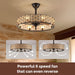 24" Caged Ceiling Fan with Lights, 2 Ways Control(App&Remote Control), Light Kit Included(8 Bulbs), Modern Farmhouse