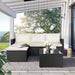 Patio Furniture Set with Detachable Soft Cushions, All Weather Outdoor PE Rattan Patio Conversation Sofa Set, 3-Piece Patio Sectional Sofa with Glass Coffee Table & Ottoman, Black Rattan/White