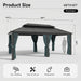 12x20 Black Hardtop Gazebo With Galvanized Roof
