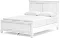 Signature Design by Ashley Fortman Transitional Queen Panel Bed with Tapered Feet, Foundation or Box Spring Needed, White