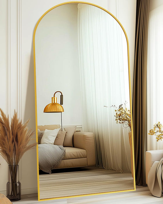 Floor Mirror, 78"×38" Full Length Mirror with Stand for Bedroom Living Room, Gold