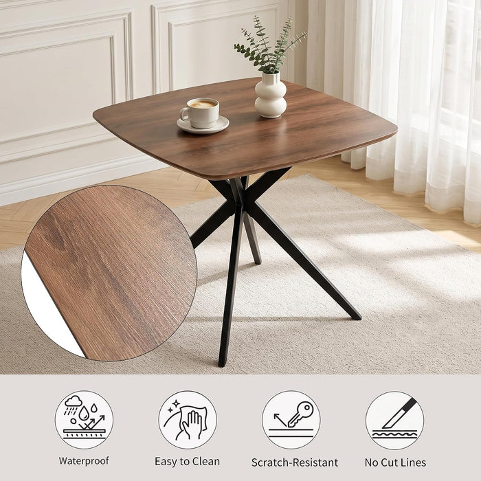 Small Dining Table for 2, Walnut Small Kitchen Table | 34.64" Brown Dining Table for 2, Space-Saving Kitchen & Dining Room Table for Apartments, Coffee, Breakfast