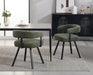 Modern Green Leather Dining Chairs Set of 2 Upholstered Barrel Dining Room Chairs Comfy Kitchen Chairs Armless Side Chair with Curved Open Back for Living Room/Restaurant,Pu
