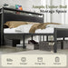 Full Size Bed Frame with Storage Headboard & Charging Station, Industrial Metal Platform Bed with Large Under-Bed Storage, Heavy Duty Slats, No Box Spring Needed, Black