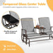 2-Seat Outdoor Glider with Center Table, Patio Rocking Loveseat with Breathable Mesh Sturdy Metal Frame for Garden Pool Lawn