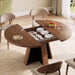 43.3In-59In Extendable round Dining Table for 4-6, Modern Wooden Kitchen Table for Dining Room, Adjustable Size Oval Circle Dinner Tables Furniture for Kitchen Living Room, Walnut Brown