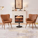 PU Leather BarrelShapedContoured Armchair Brown Metal Legs