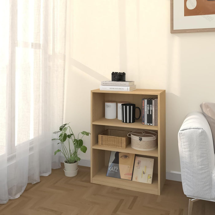 【2026 Adjustable Shelves 3-Tier Bookcase, 71 Inches, Wooden Open Display Floor Bookshelf (Oak Color)