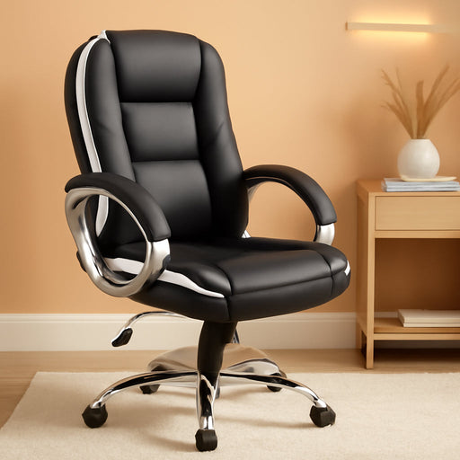 Office Chair Computer Desk Chair Gaming - Ergonomic High Back Cushion Lumbar Support with Wheels Comfortable Black Leather Racing Seat Adjustable Swivel Rolling Home Executive
