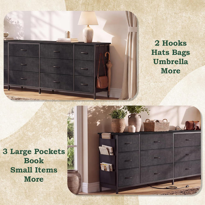 80.7" 15-Drawer Long Dresser for Bedroom, TV Stand for 65-85" Tvs