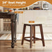24" Bar Stools Set of 2, Upholstered Counter Height Barstools with Low Back, Footrest, Armless Wood Bar Chairs for Kitchen Island, Dining Room, Brown & Beige