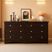 Dresser for Bedroom, 6 Wood Dresser Drawers, Wide Chest of Drawers, Storage Tower Unit, Modern Design for Bedroom, Living Room, Hallway, Entryway (Dark Brown)