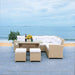 SAFAVIEH Outdoor - Miki 6-Piece Corner Sectional - Beige & White - Faux Wicker & Steel Frame - Wicker Sectional Set with Glass Table - Ideal for Patio, Deck, Porch, Backyard (PAT7708B)