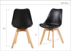 Set of 2 Modern Style Chair Dining Chairs, Shell Lounge Plastic Chair with Natural Wood Legs (Black)