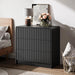 55" Wide Modern Curved 3 Drawer Dresser，Black