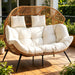 Double Egg Chair Wicker Outdoor Chairs, 2 Person Oversized Patio Loveseat Lounge Chair with Cushion, Indoor Living Room Bedroom outside Patio Backyard Balcony Leisure Chair, Creamy White