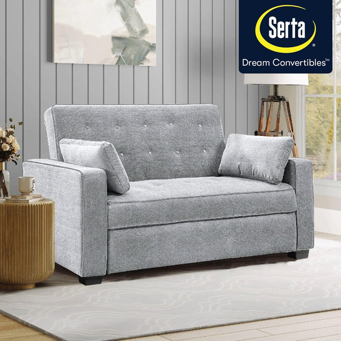 Modern Gray Queen-Size Convertible Loveseat