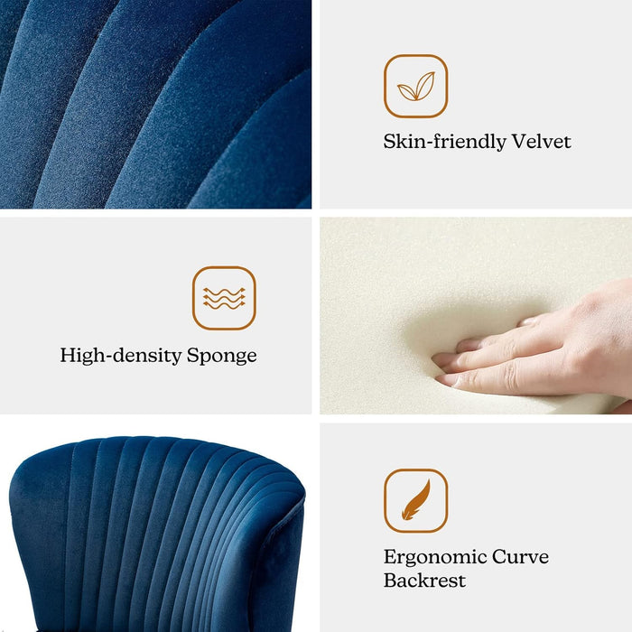 Navy Velvet Wingback Upholstered Chair Gilded Legs