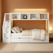 Twin over Full Bunk Bed with Storage Shelves, Stairs, Solid Wood Staiway Bunk Bed Frame with 2 Drawers, for Kids Teens Adults (White)