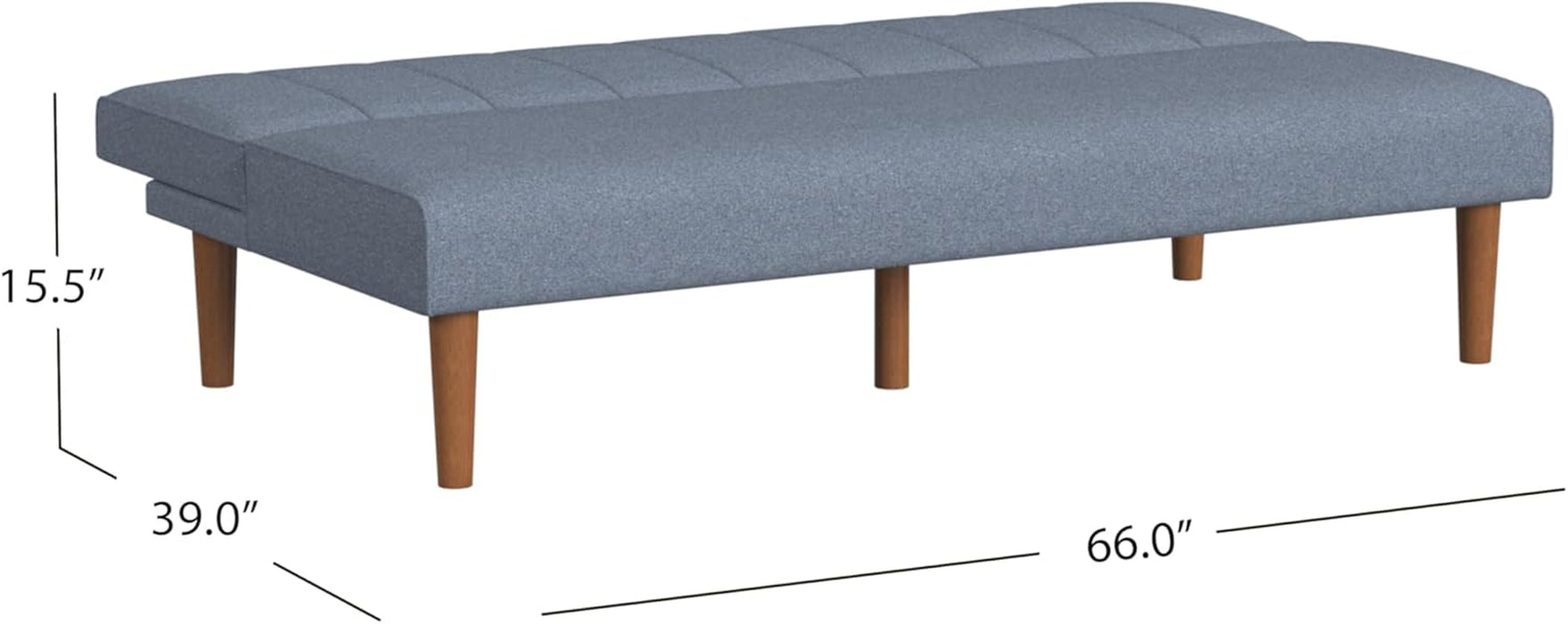 Blue Upholstered Convertible Futon Sofa Bed Dormitory