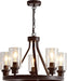 Farmhouse Chandelier Lighting round 5 Lights Oil Rubbed Bronze with Glass Shade Ceiling Hanging Vintage Rustic Light Fixture for Dining Room Living Room Foyer Porch Kitchen Island