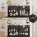 65" Large Sideboard Buffet Cabinet with Storage, Farmhouse Buffet Table Wine Coffee Bar Kitchen Storage Cabinet with 3 Drawers 4 Doors for Living Room, Kitchen, Dining Room, Black Oak