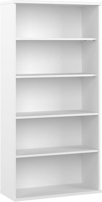Studio C Tall 5 Shelf Bookcase in White, Large Bookshelf for Home or Professional Office