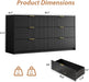 55" Wide Fluted 6-Drawer Double Dresser for Bedroom, Black