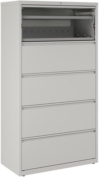 Hirsh 36 in W 5 Drawer Lateral File Cabinet, Light Gray, A4/Legal/Letter 17640-1 Each
