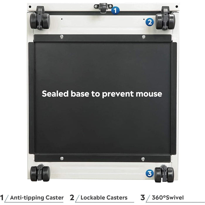 White Mobile Filing Cabinet with Lock & Drawers