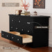 Dresser for Bedroom, 7 Wood Dresser, Chest of Drawers, for TV up to 65 Inch, TV Stand Storage Chest of Drawers for Hallway Entryway (Black)