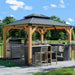 10X12 FT Cedar Wood Gazebo,Hardtop Wooden Gazebo with 4.6In Thickened Posts&High Load-Bearing Galvanized Steel Roof for Outdoor, Patio, Backyard-Natural