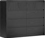 Black Fluted 8 Drawer Dresser for Bedroom, Curved Edge, 50" Wide
