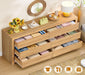 55" Dresser for Bedroom with 6 Drawers, Modern Dressers & Chests of Drawers with Thicker Panels, Wooden Dresser TV Stand, Bedroom Dressers, for Bedroom, Hallway, Natural