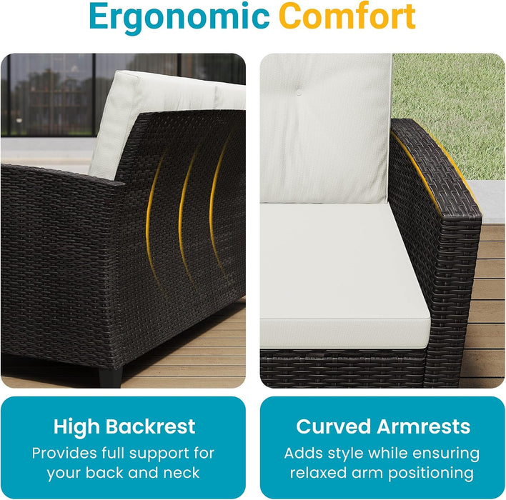 4 Piece All Weather Wicker Patio Furniture Set for Porch Patio