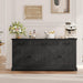 65" Large Sideboard Buffet Cabinet with Storage, Farmhouse Buffet Table Wine Coffee Bar Kitchen Storage Cabinet with 3 Drawers 4 Doors for Living Room, Kitchen, Dining Room, Black Oak