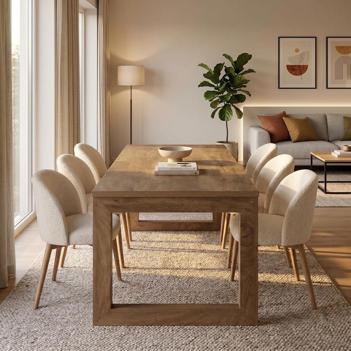 78 Inch RusticWoodFinish Dining Table With Pedestal